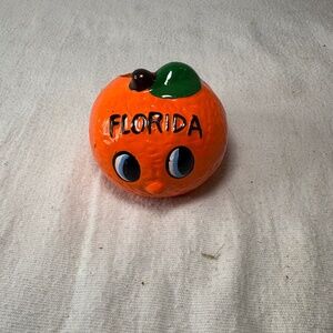 Vintage Anthropomorphic Florida Souvenir Happy Orange Toothpick Holder